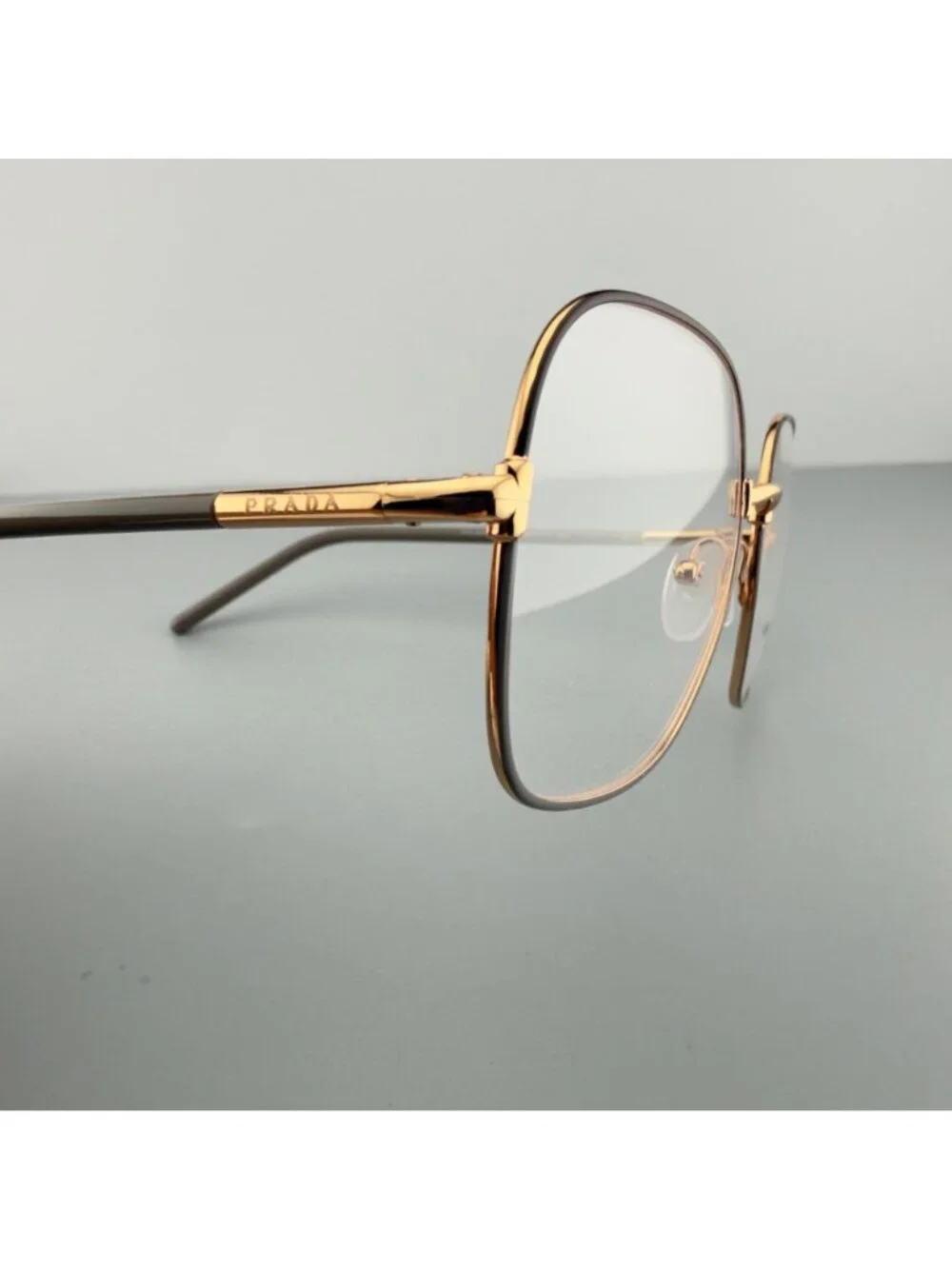 Prada Eyeglasses Frames VPR56W 02H-1O1 Rose Gold Black Square Wire Rim 54-19-140